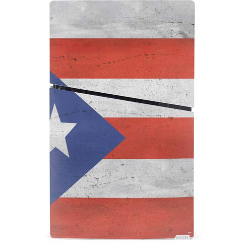 Puerto Rico Flag Distressed PS5 Slim Digital Edition Console Skin